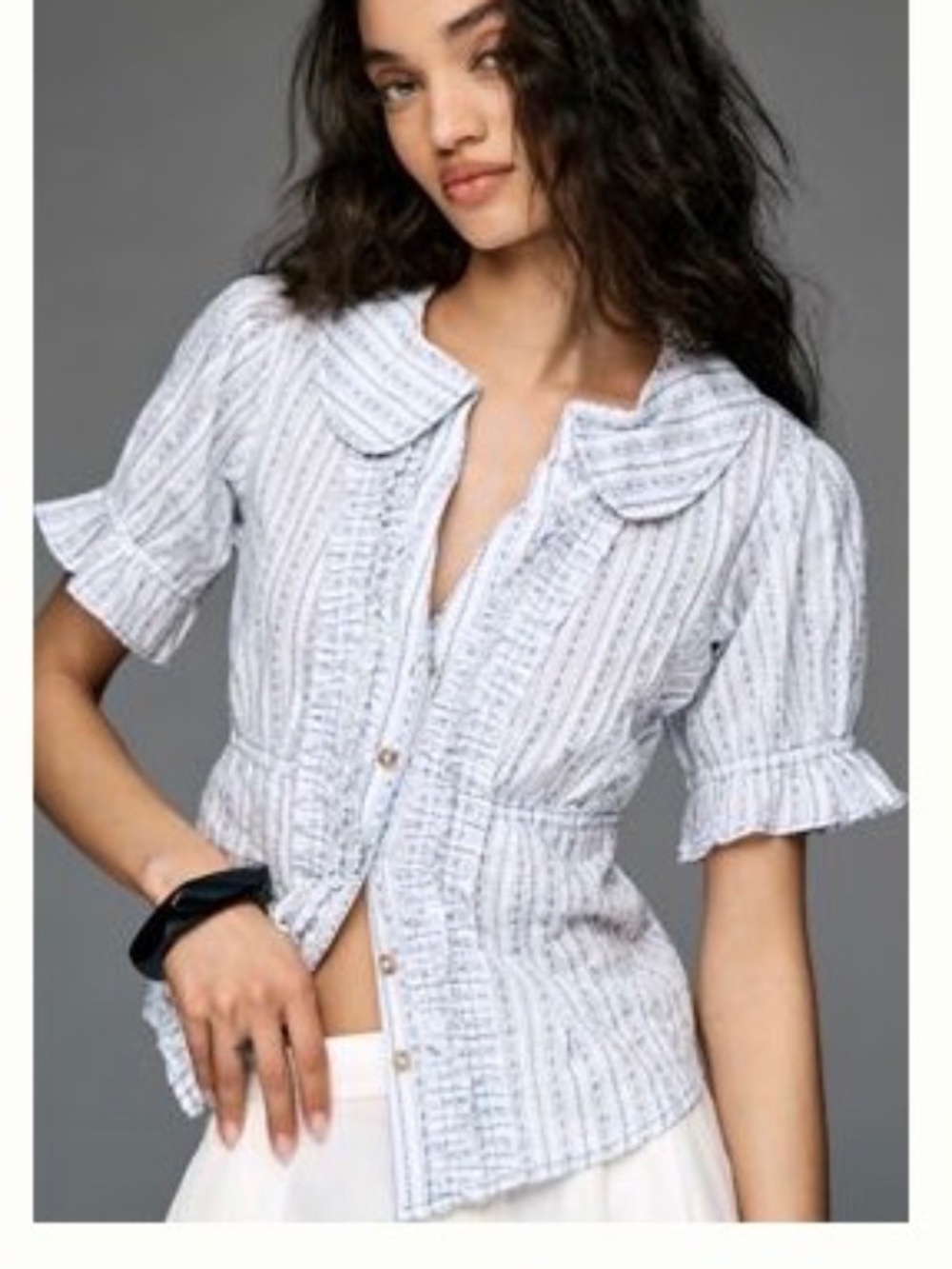 Pilcro Keira Waisted Tuxedo Blouse